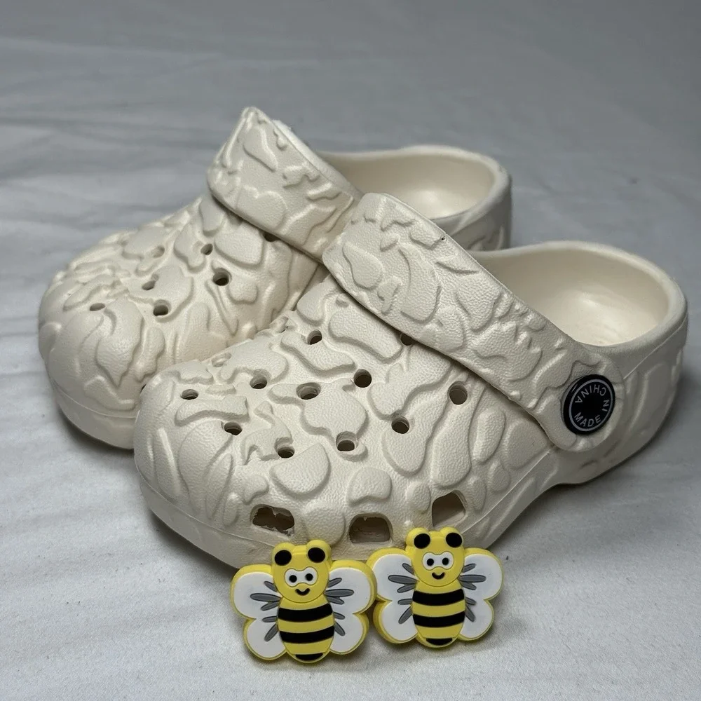 Kids Cream Clogs Toddler US 5 EU 21 Slip On Sandals Comfort Lightweight